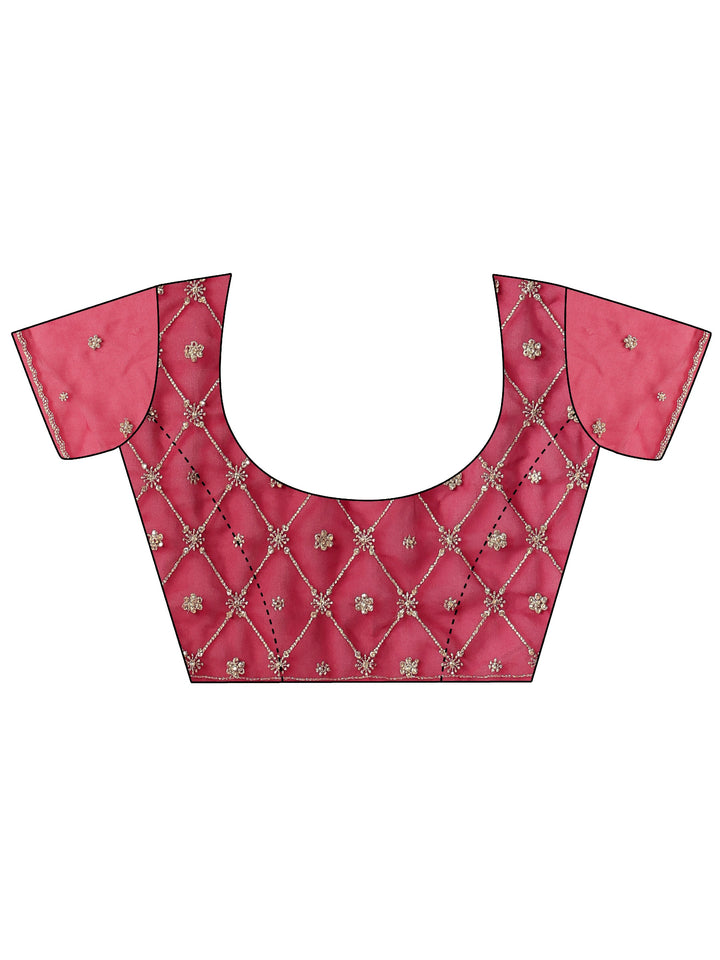 Libas Pink Floral Embroidered Georgette Saree