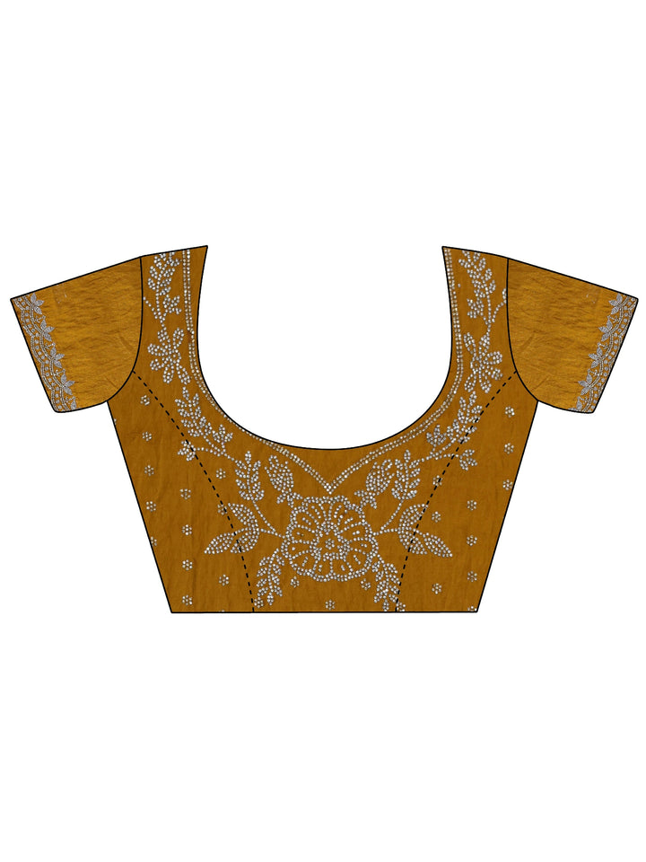 Mustard Silk Blend Saree with Embellished Border