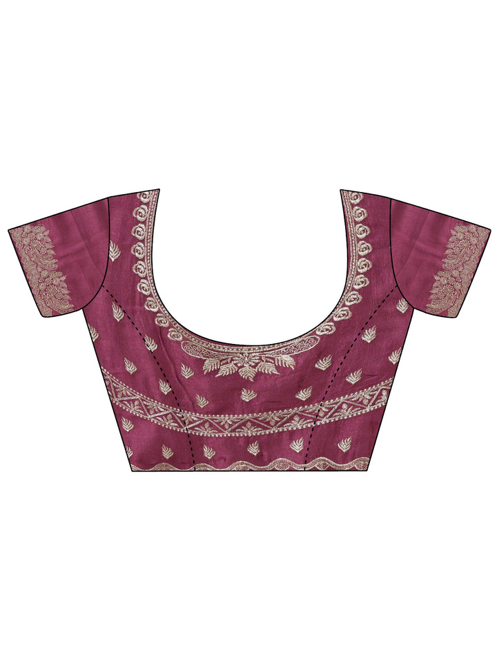 Mauve Silk Blend Saree with Embellished Border