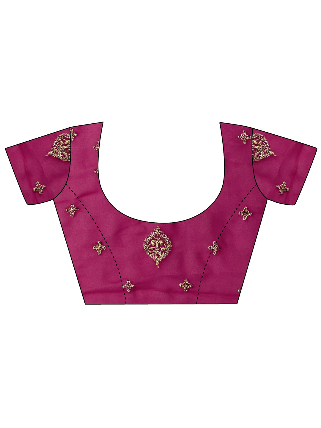 Libas Magenta Pink Floral Embroidered Georgette Saree