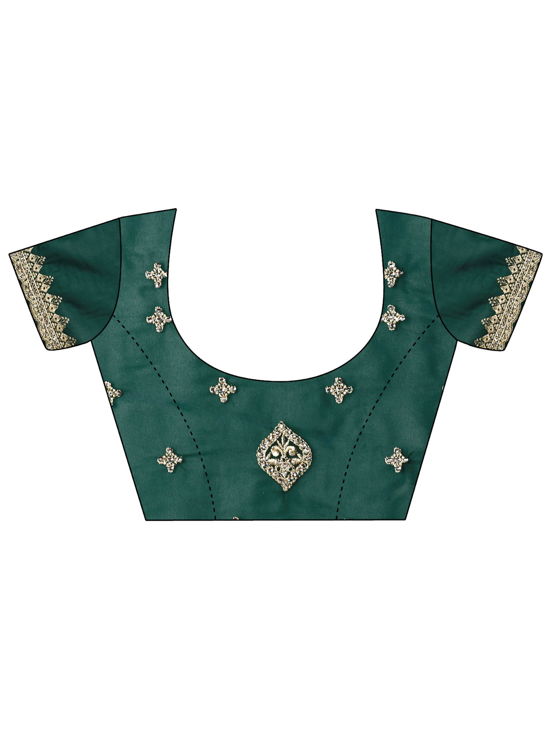 Libas Green Georgette Saree with Embroidered Border