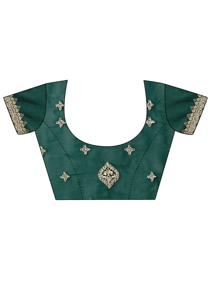 Libas Green Georgette Saree with Embroidered Border