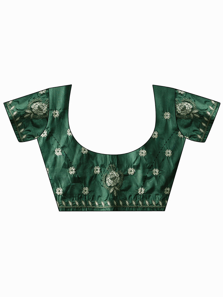 Libas Green Floral Embroidered Satin Saree