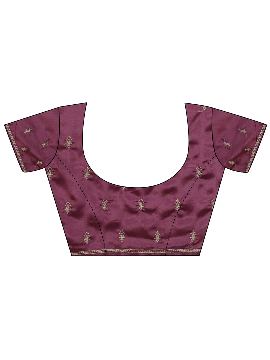 Mauve Floral Embroidered Satin Saree