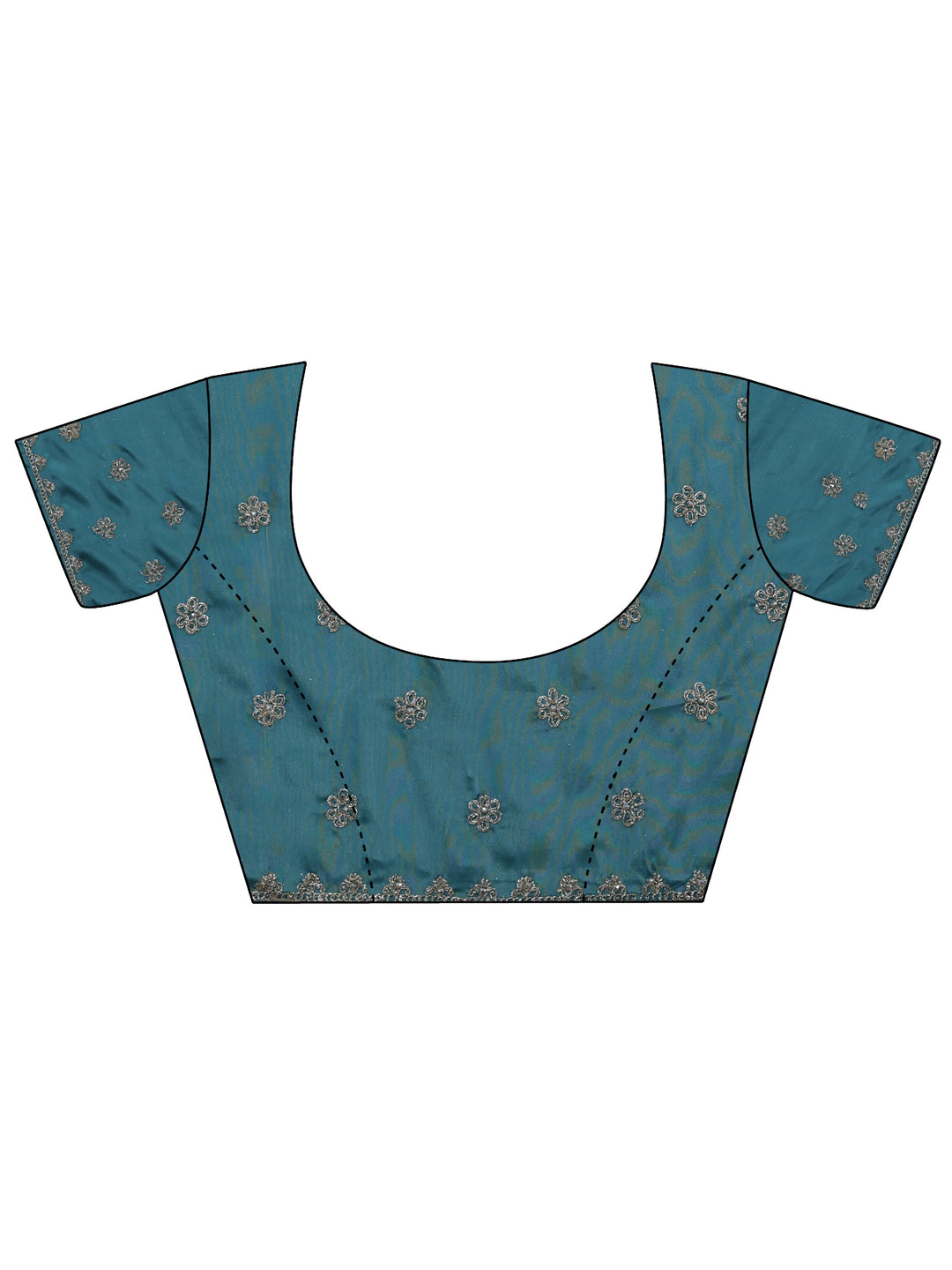 Dusty Blue Ethnic Embroidered Satin Saree