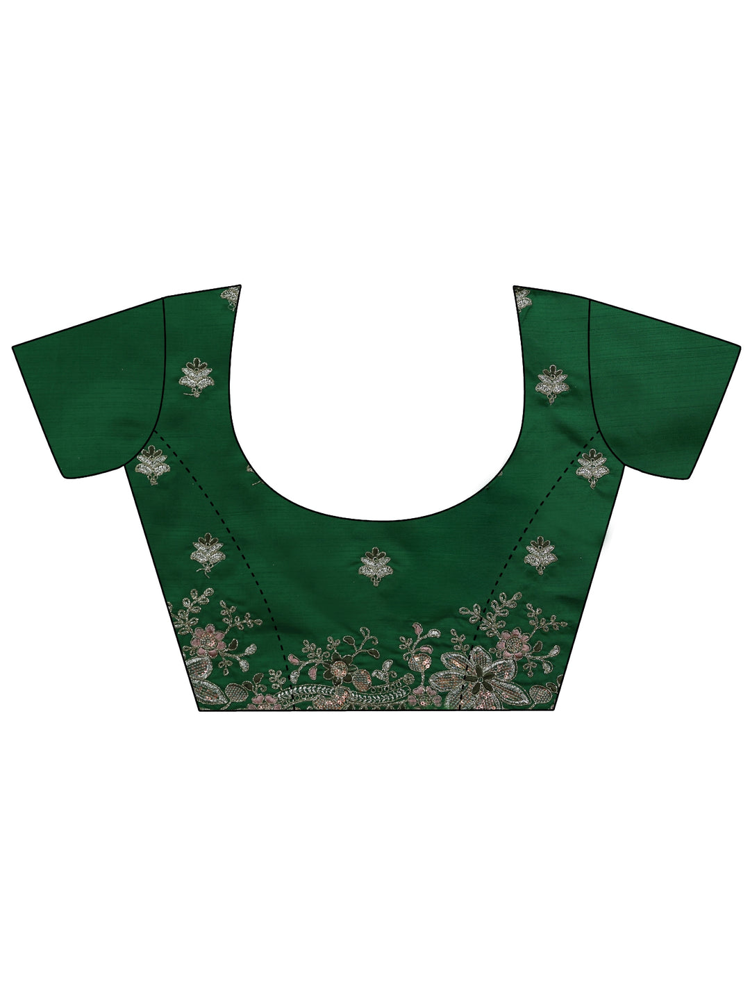 Sage Green Floral Embroidered Satin Saree