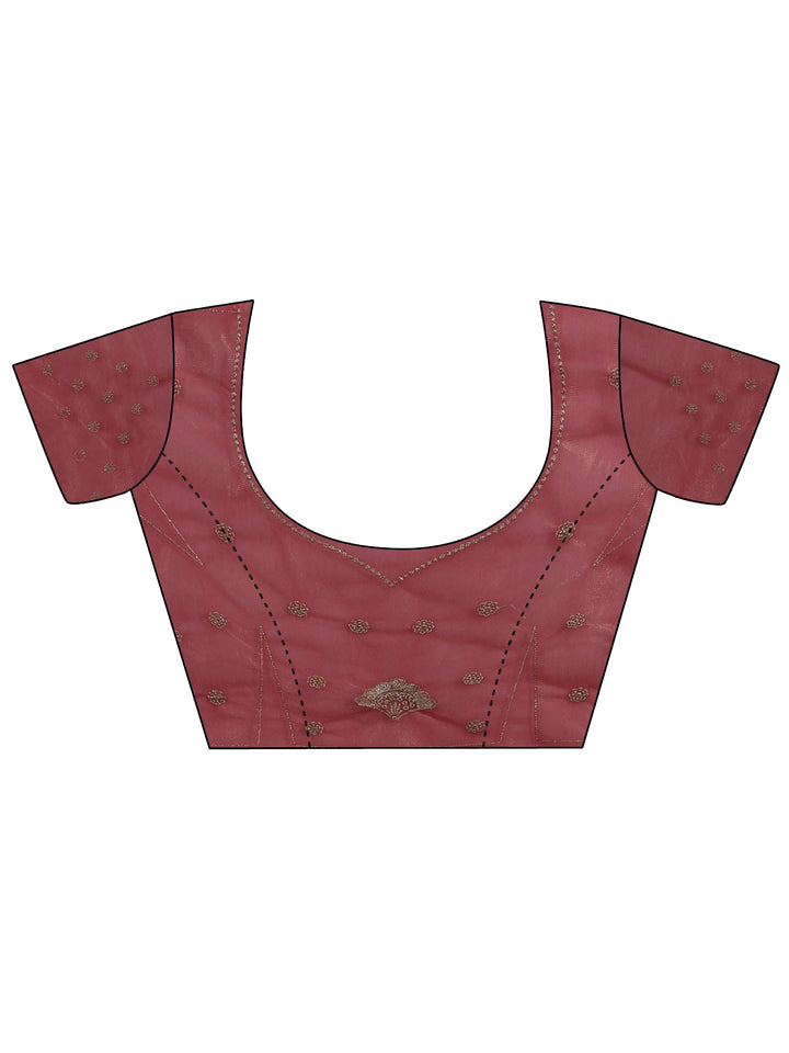 Fuchsia Pink Ethnic Embroidered Net Saree