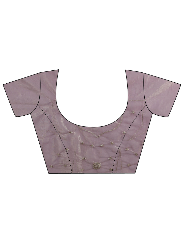 Lavender Ethnic Embroidered Net Saree