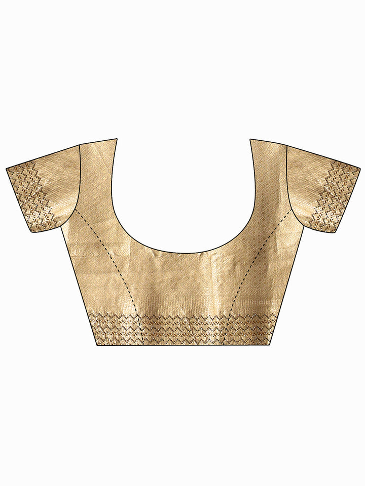 Libas Gold Floral Woven Design Silk Blend Saree