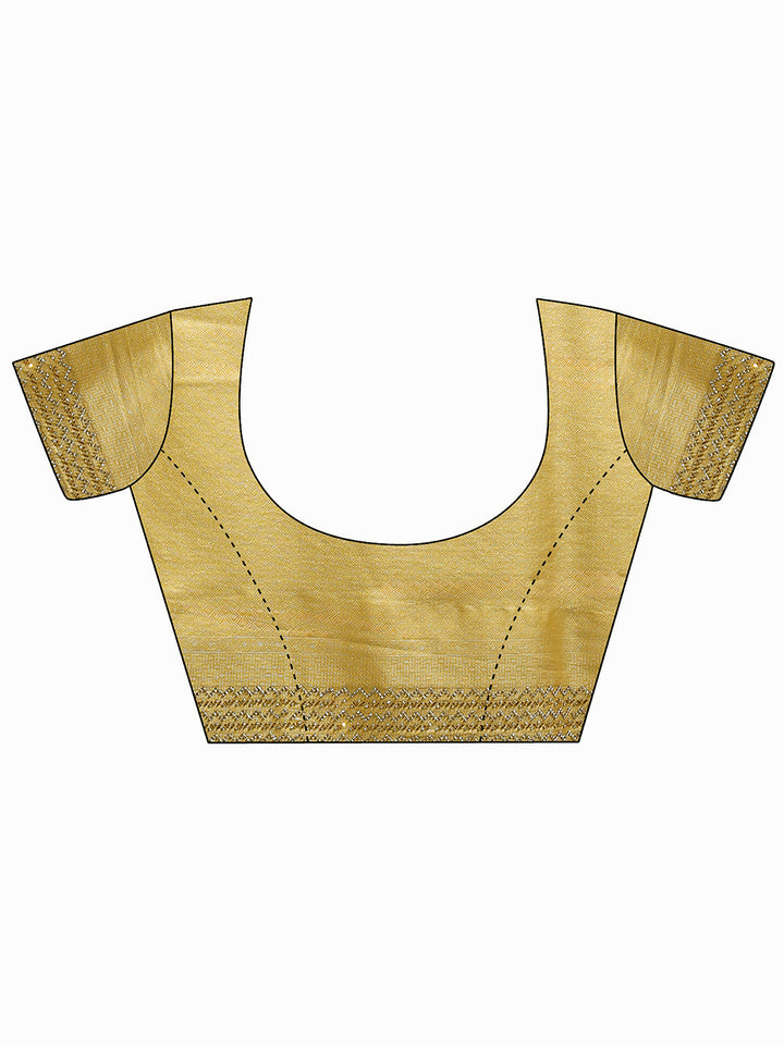 Libas Mustard Floral Woven Design Silk Blend Saree