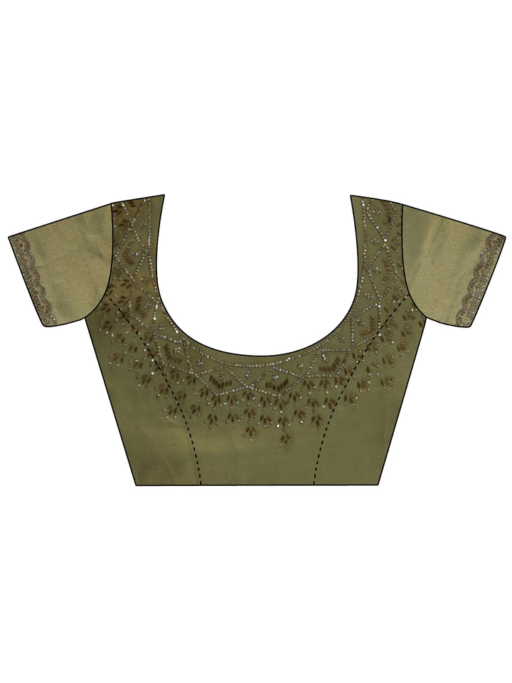 Pista Green Embellished Silk Blend Saree