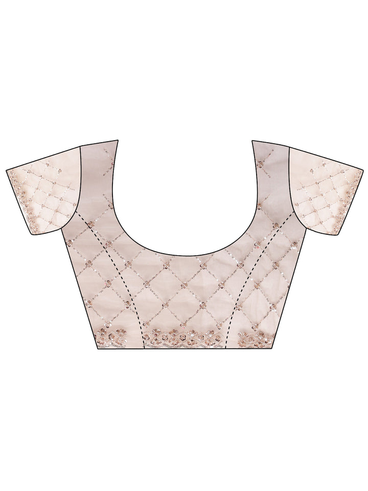 Libas Taupe Embellished Net Saree