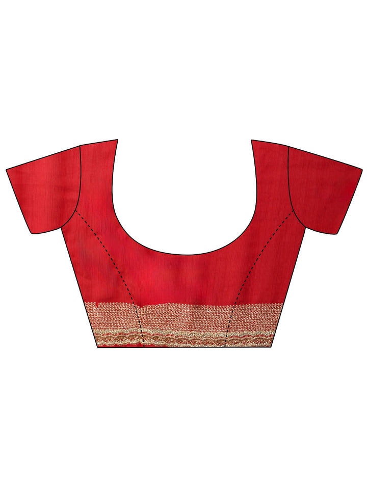 Libas Red Embellished Chiffon Saree