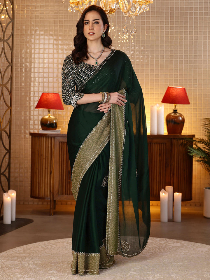 Libas Sacramento Green Embellished Chiffon Saree