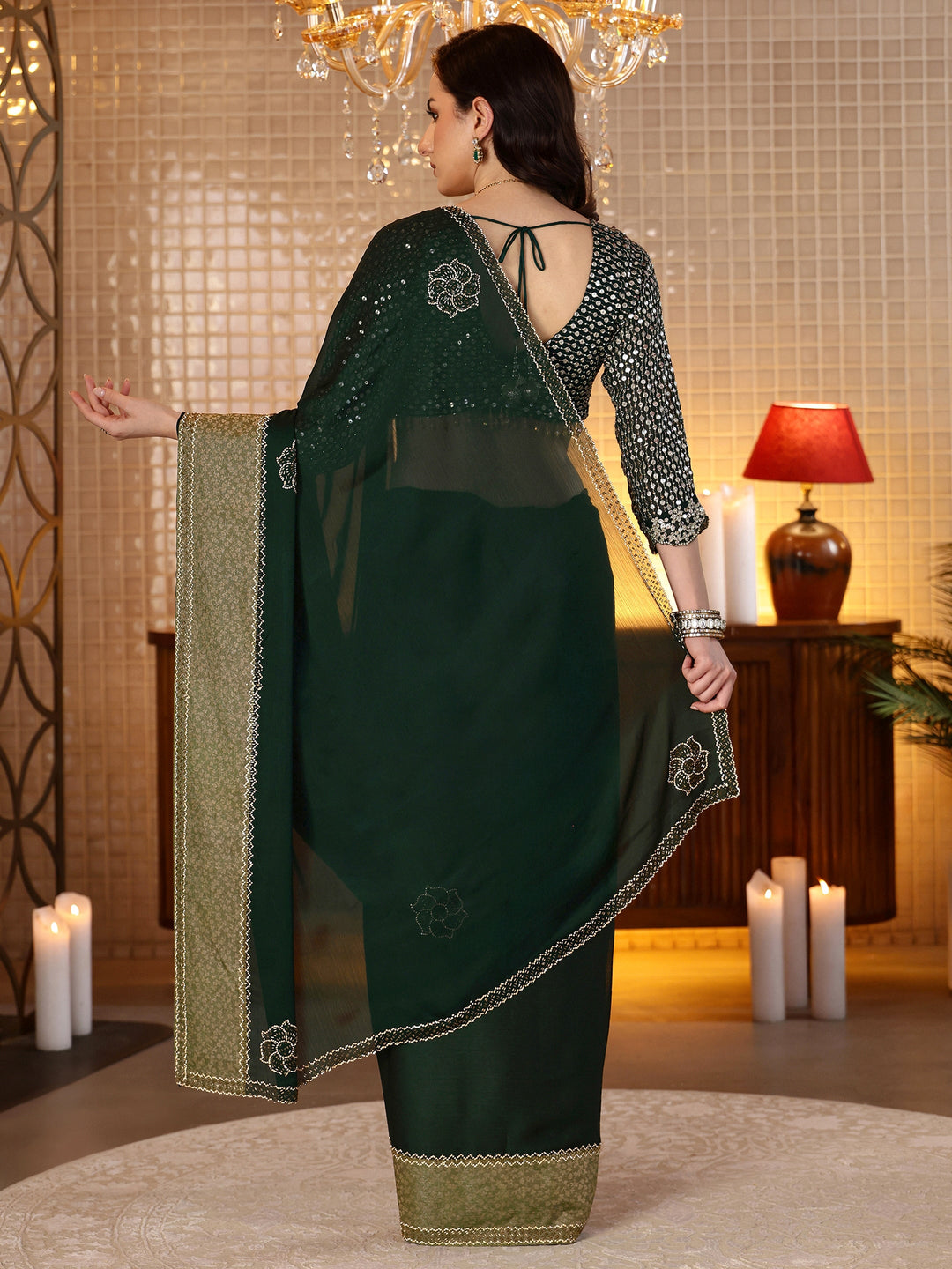 Libas Sacramento Green Embellished Chiffon Saree