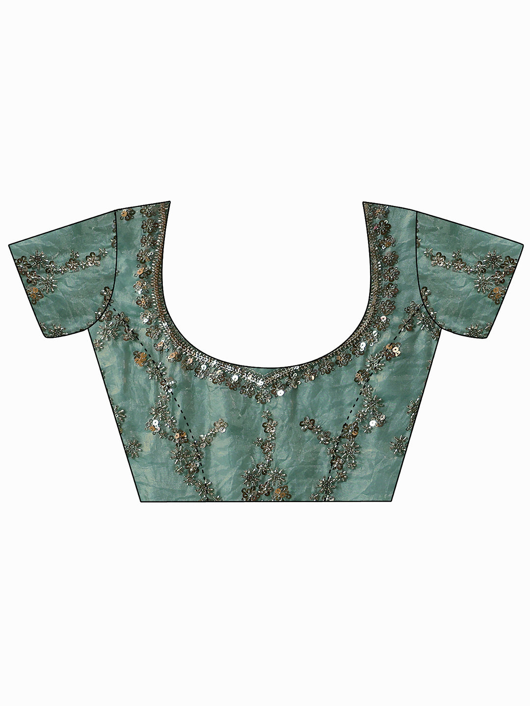 Libas Art Blue Floral Embellished Tissue Saree
