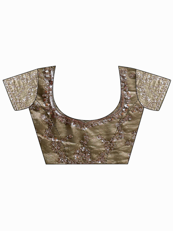 Libas Art Green Floral Embellished Tissue Saree