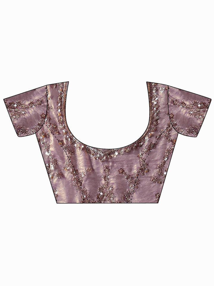 Libas Art Lavender Floral Embellished Tissue Saree