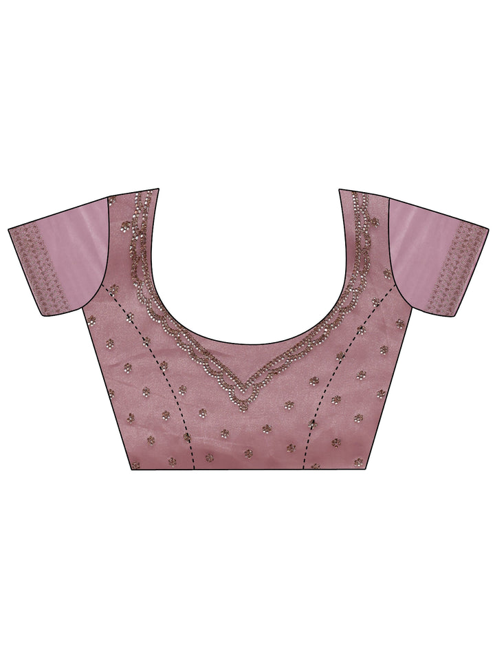 Libas Art Pink Solid Tissue Saree