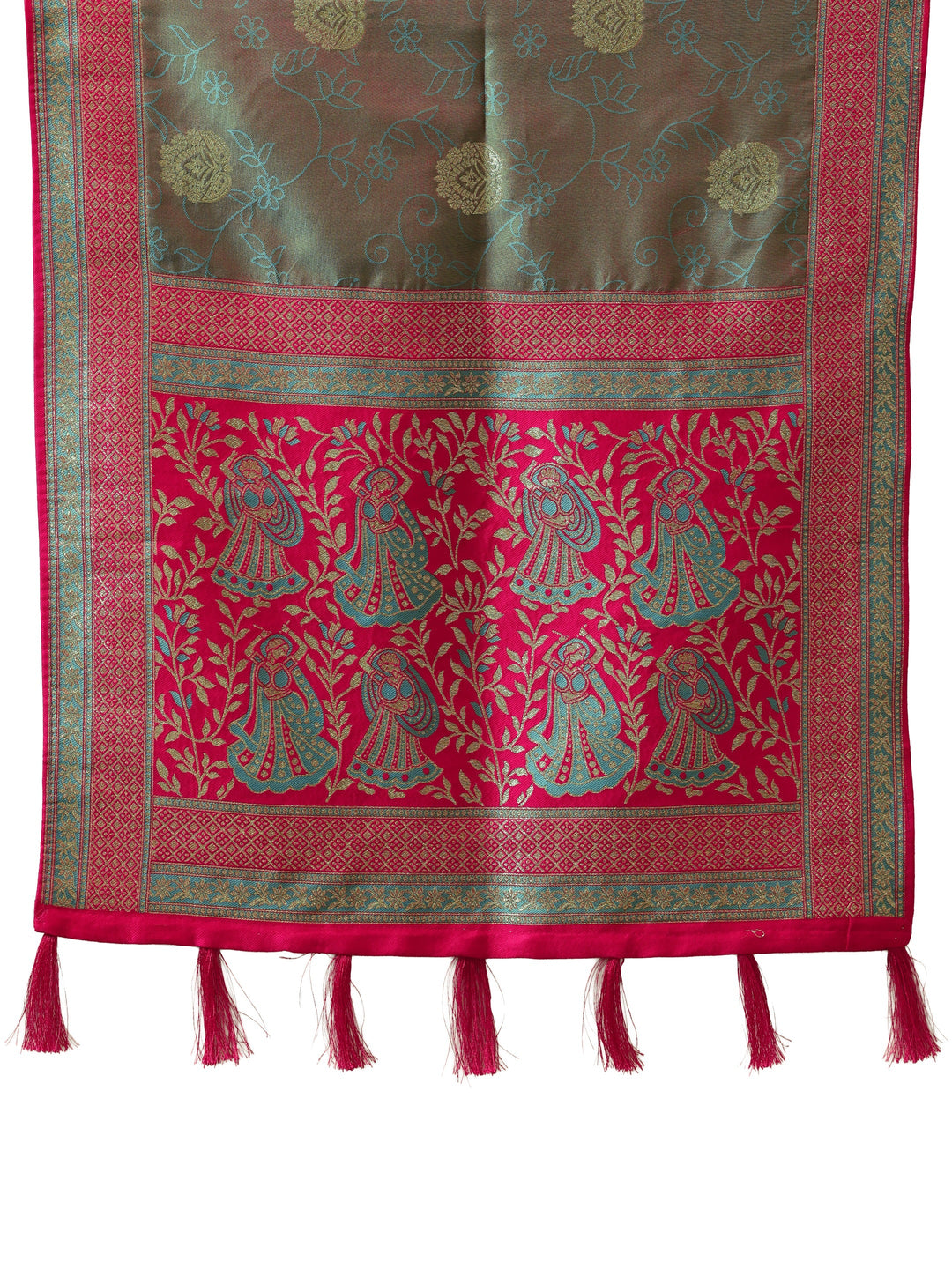 Libas Grey Baluchari Silk Blend Saree with Dupatta