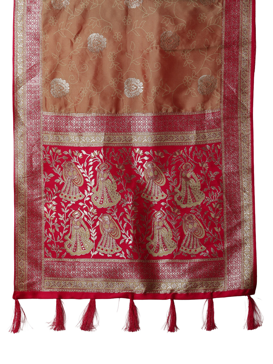 Libas Mustard Floral Woven Design Silk Blend Saree