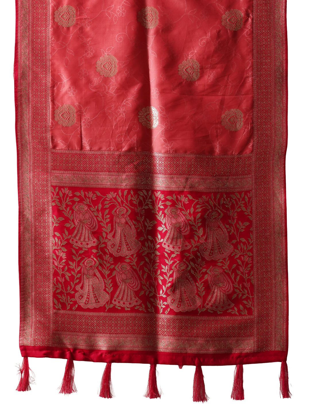 Libas Pink Floral Woven Design Silk Blend Saree