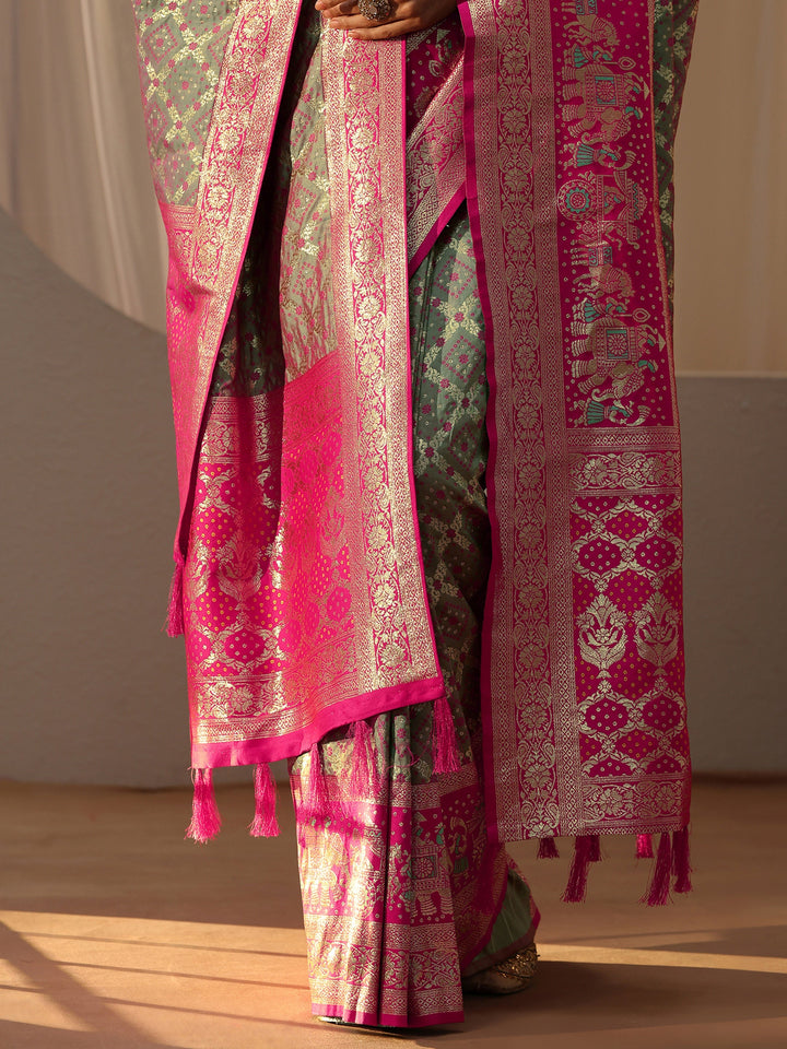 Libas Grey Gharchola Silk Blend Saree