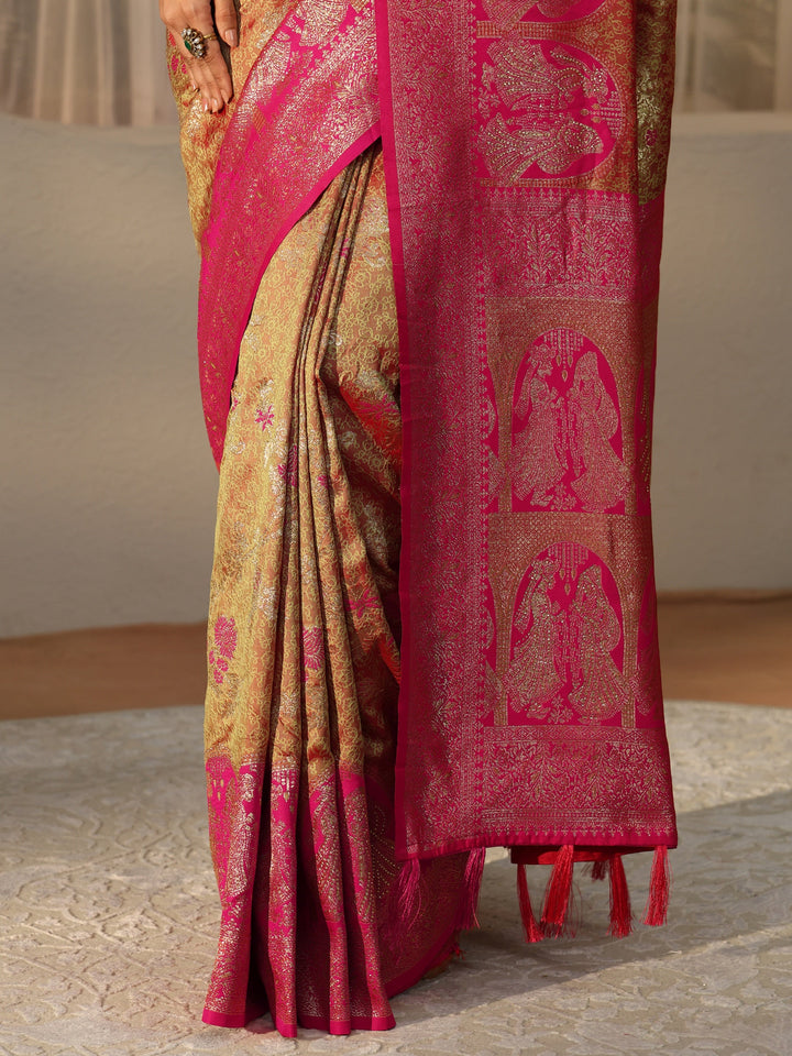 Libas Mustard Baluchari Silk Blend Saree