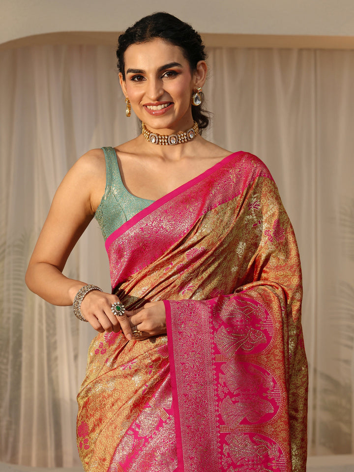 Libas Mustard Baluchari Silk Blend Saree