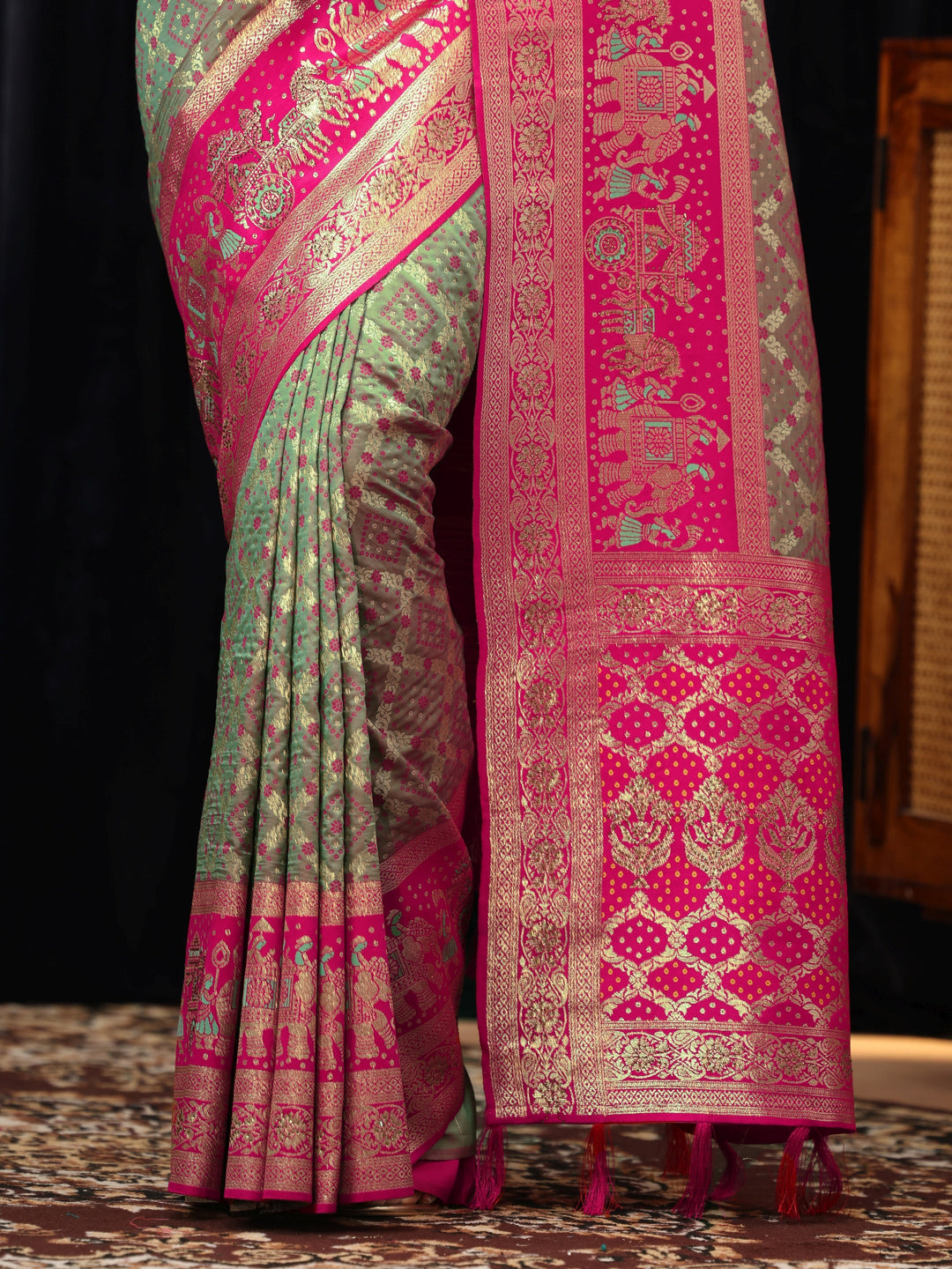 Libas Grey Gharchola Silk Blend Saree