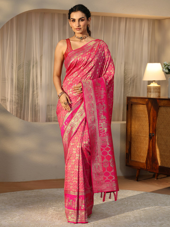 Libas Peach Gharchola Silk Blend Saree