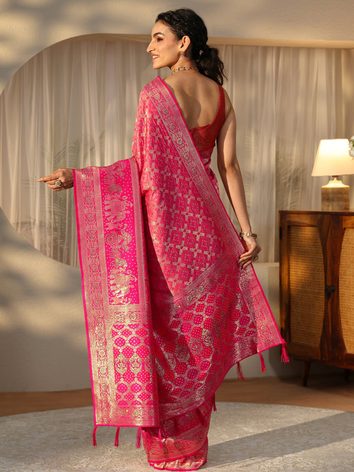 Libas Peach Gharchola Silk Blend Saree