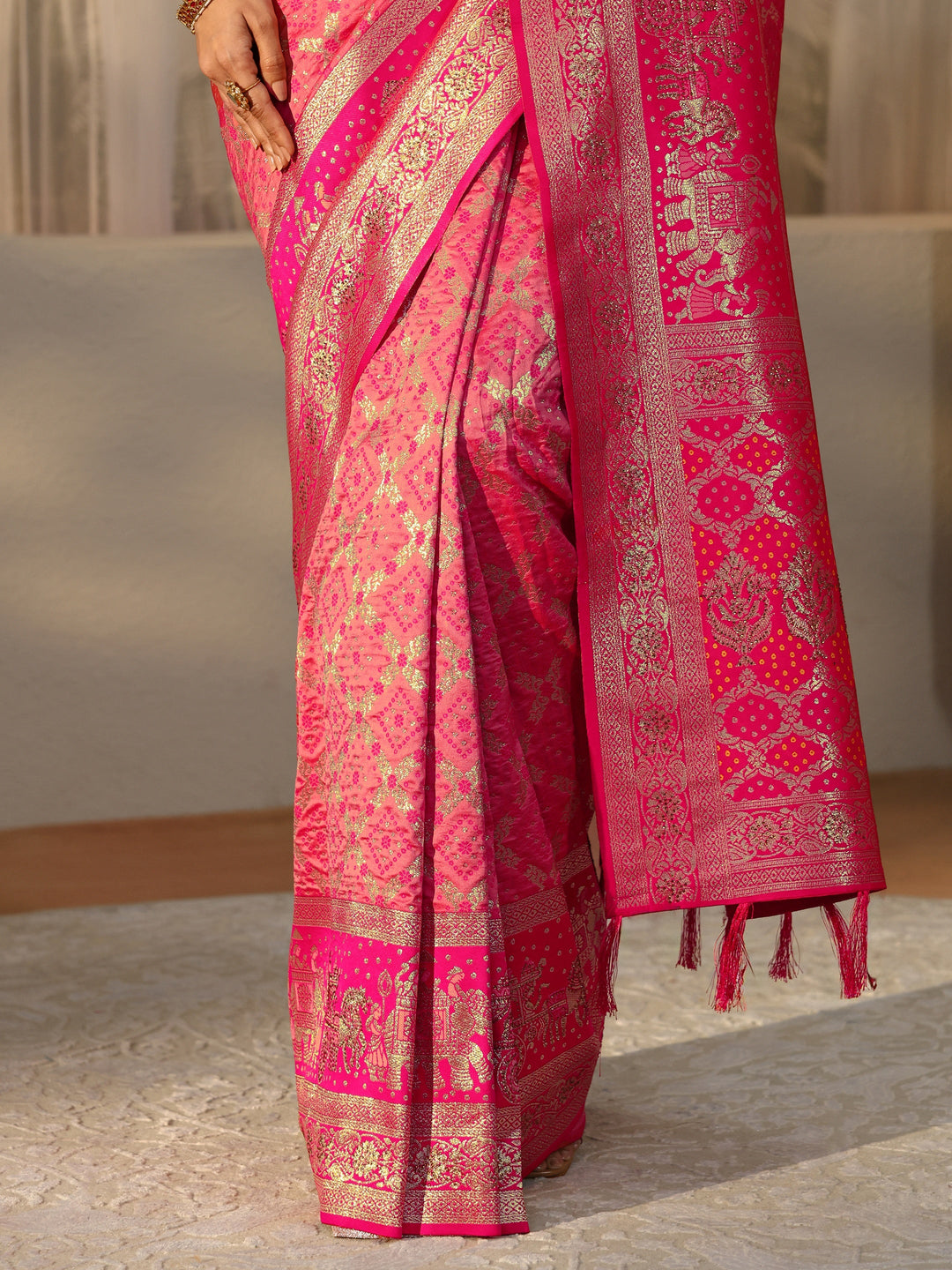 Libas Peach Gharchola Silk Blend Saree