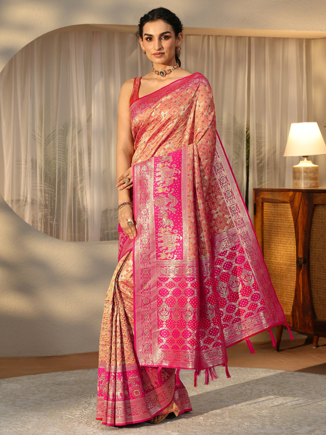 Libas Mustard Gharchola Silk Blend Saree