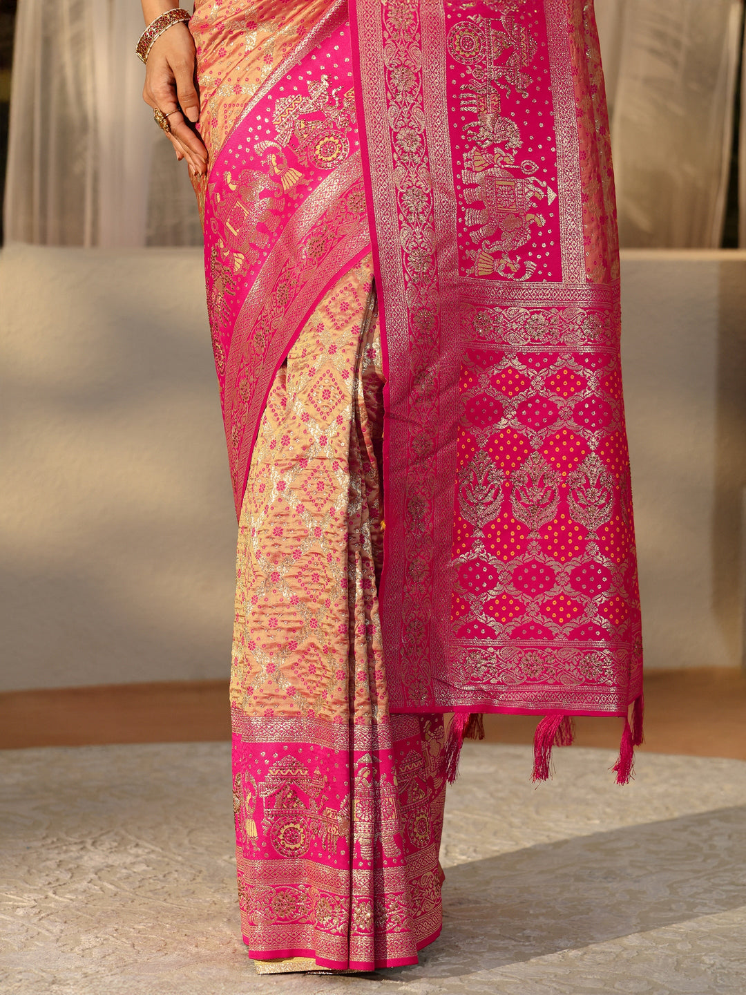 Libas Mustard Gharchola Silk Blend Saree