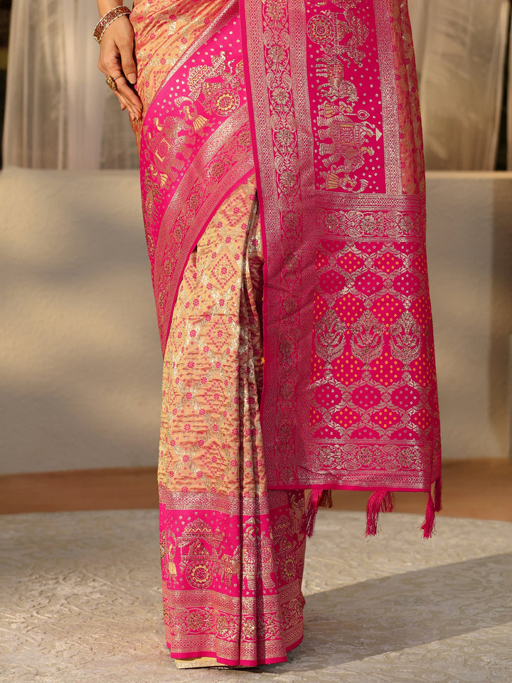 Libas Mustard Gharchola Silk Blend Saree
