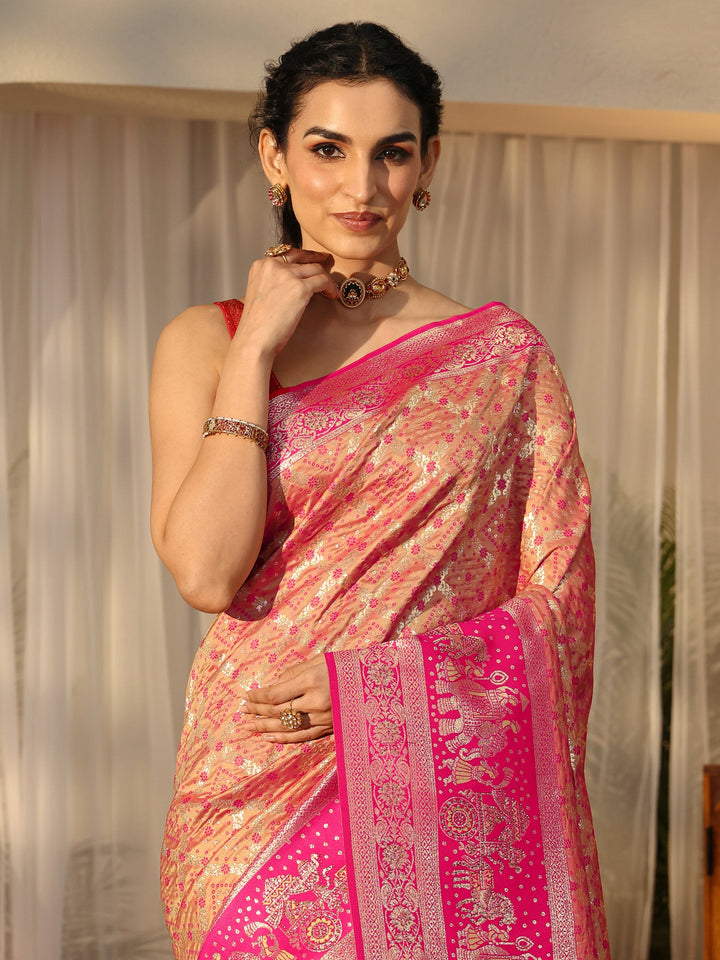 Libas Mustard Gharchola Silk Blend Saree