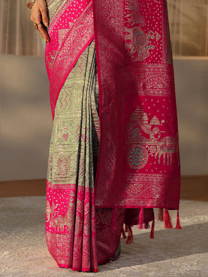 Libas Grey Gharchola Silk Blend Saree