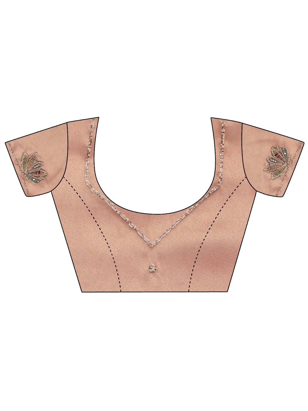 Libas Peach Floral Embroidered Tissue Saree