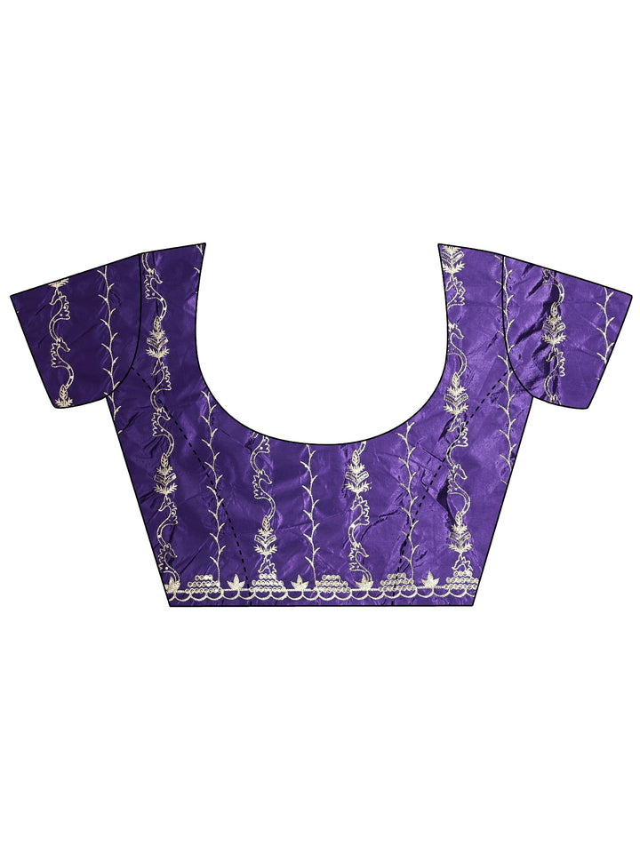Libas Purple Ethnic Embroidered Silk Blend Saree
