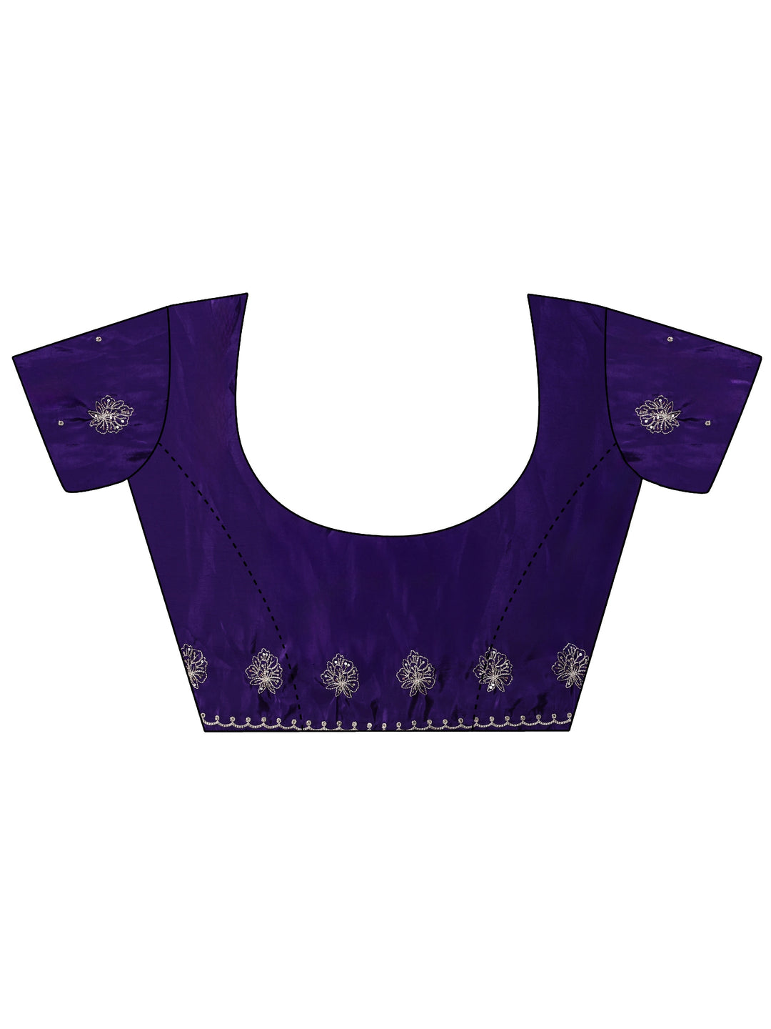 Purple Floral Embroidered Silk Blend Saree