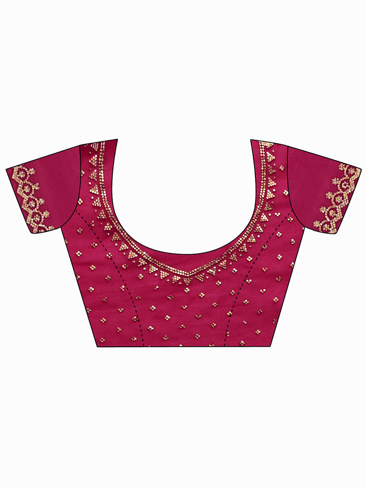 Libas Magenta Pink Floral Embellished Georgette Saree