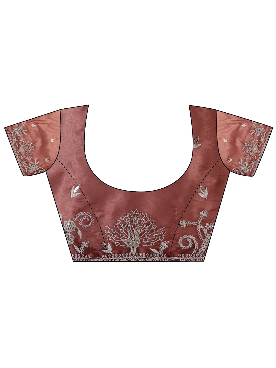 Libas Peach Floral Embroidered Tissue Saree