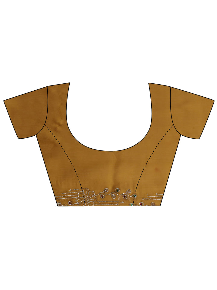 Mustard Silk Blend Saree with Embellished Border