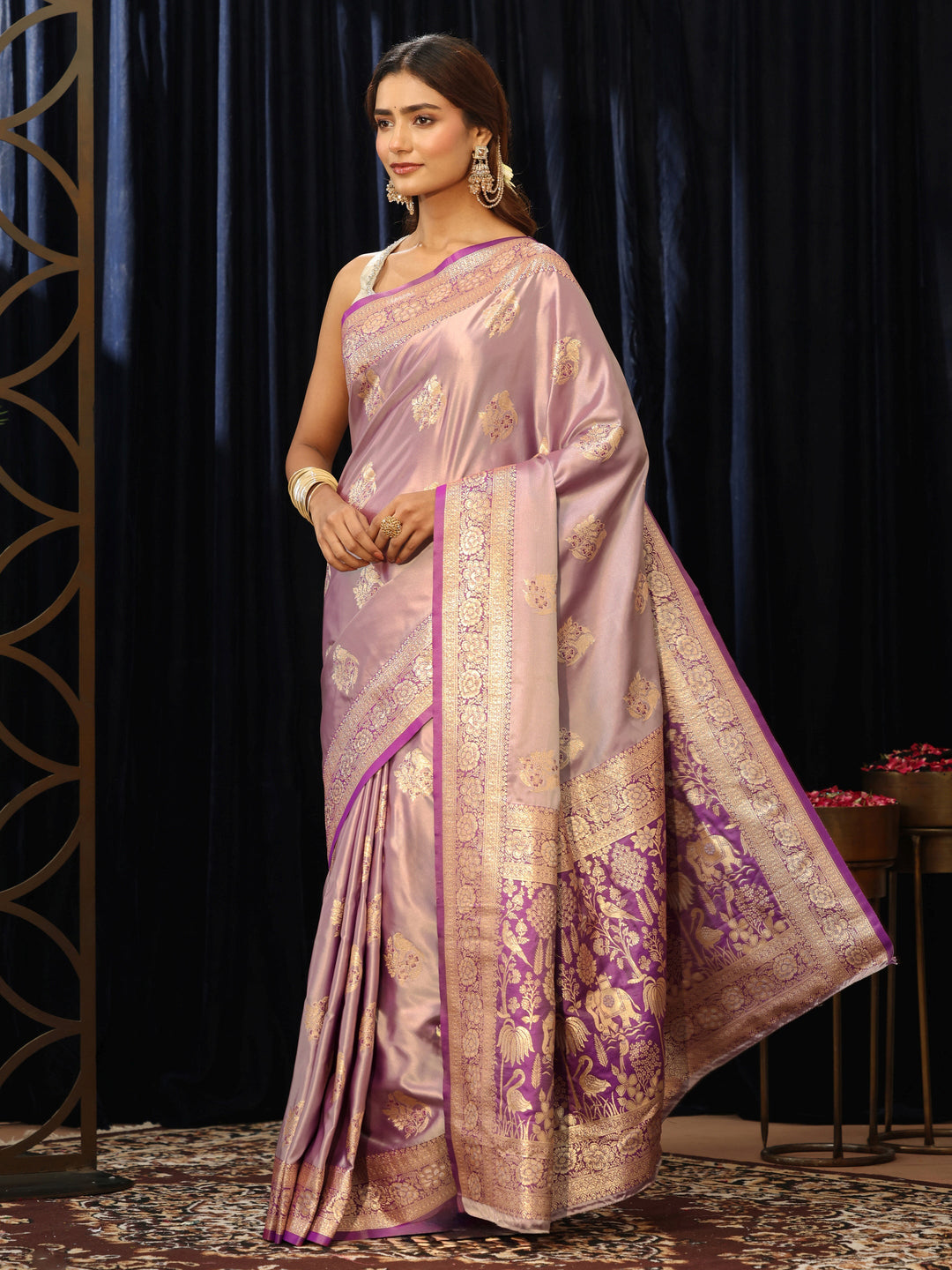 Libas Lavender Banarasi Silk Blend Saree
