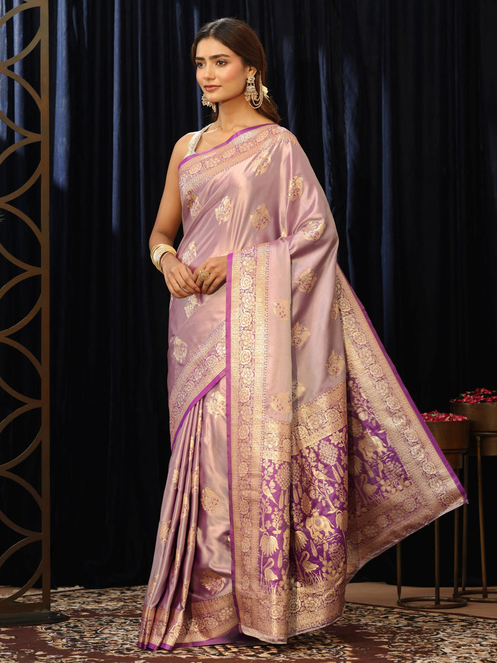 Libas Lavender Banarasi Silk Blend Saree