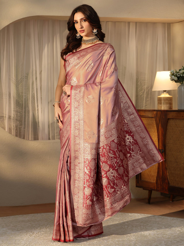 Libas Mauve Banarasi Silk Blend Saree