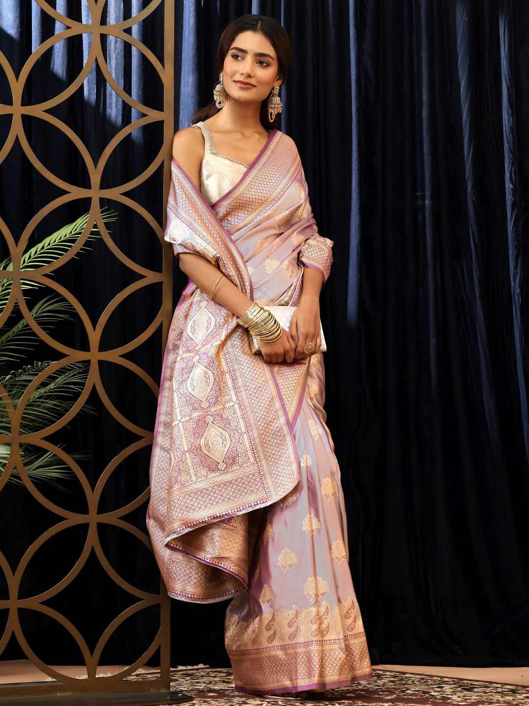 Libas Lavender Banarasi Silk Blend Saree