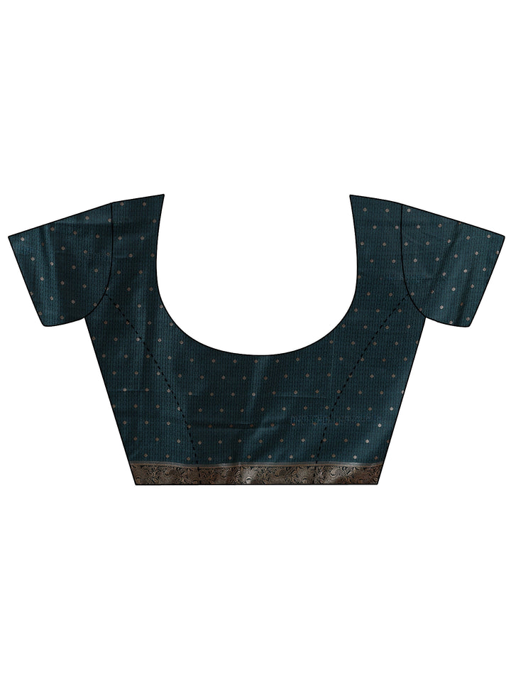 Libas Teal Blue Elephant Woven Design Silk Blend Saree