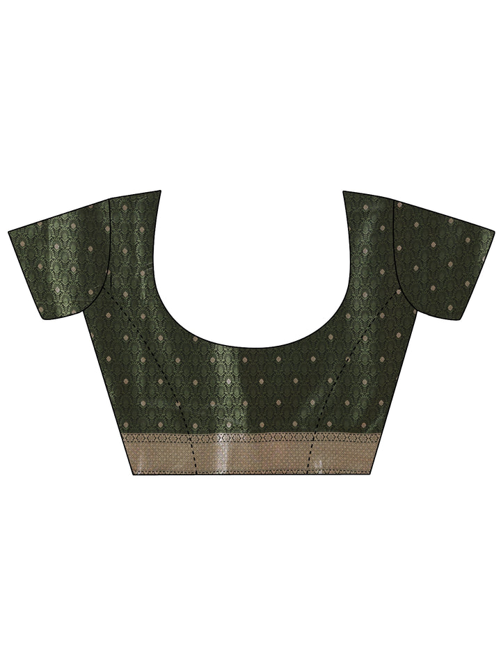 Libas Olive Green Floral Woven Design Silk Blend Saree